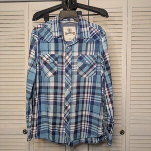 Roebuck & Co. sz: L. Plaid/Button-down/Long sleeve Shirt